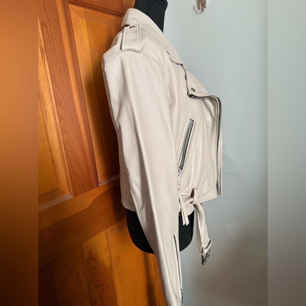 All Saints Blush Pink Balfern Leather Jacket - Picture 4 of 16